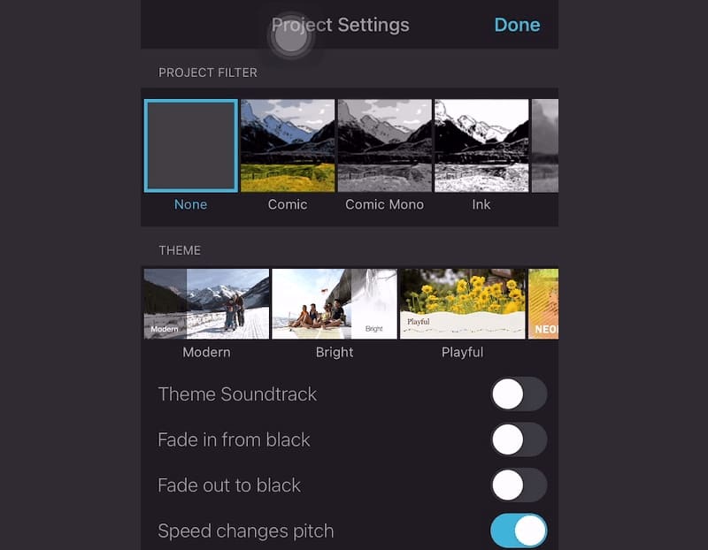 iMovie iPhone Thema auswählen
