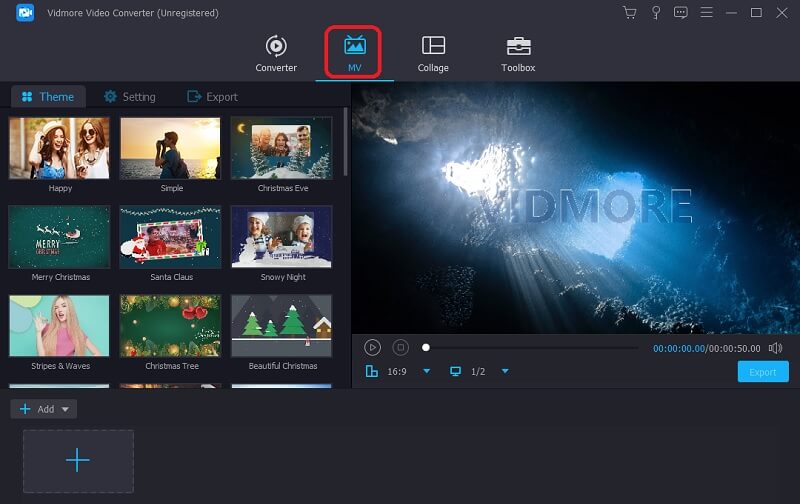 Vidmore MV-Registerkarte