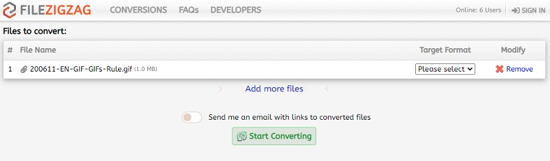 FileZigZag GIF in JPG konvertieren