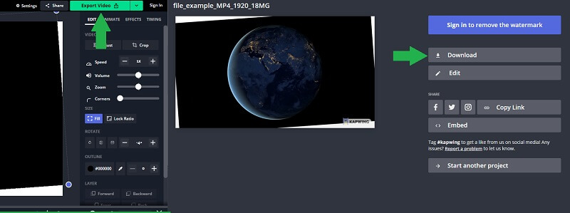 Kapwing Videoausgabe exportieren