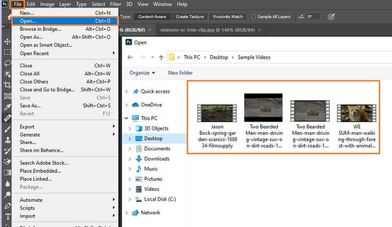 Photoshop Video zu GIF Clip öffnen