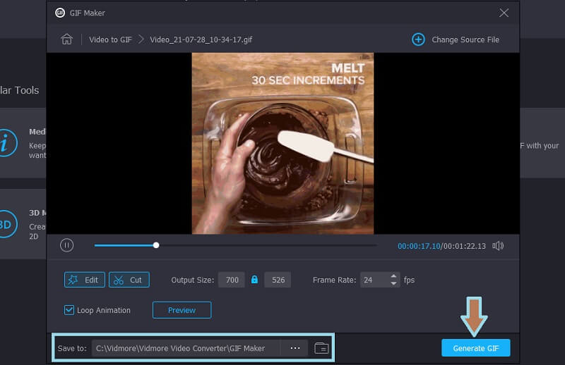 Vidmore VC getrimmtes GIF speichern