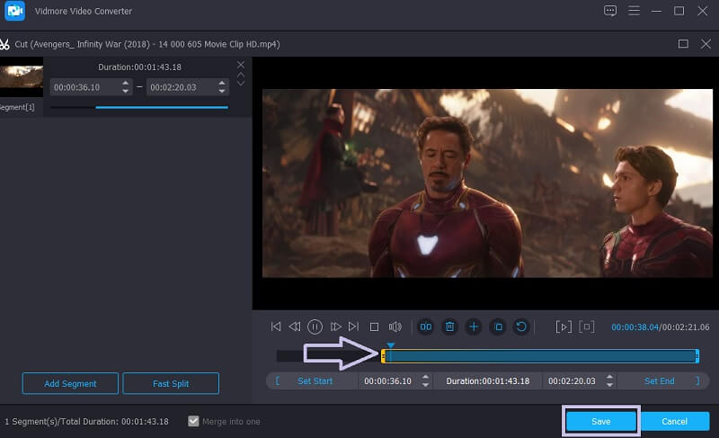 Vidmore VC Videoclip trimmen