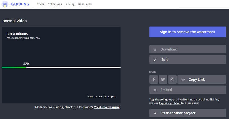 Kapwing MP4‑Videos drehen Video herunterladen