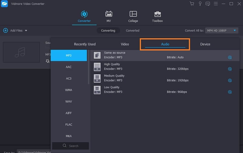 Vidmore Vc Format auswählen Music Cutter