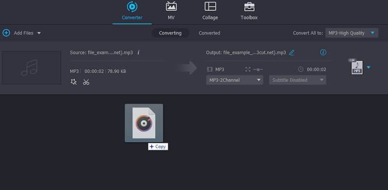 Vidmore VC MP3-Datei hochladen MP3-Datei zuschneiden