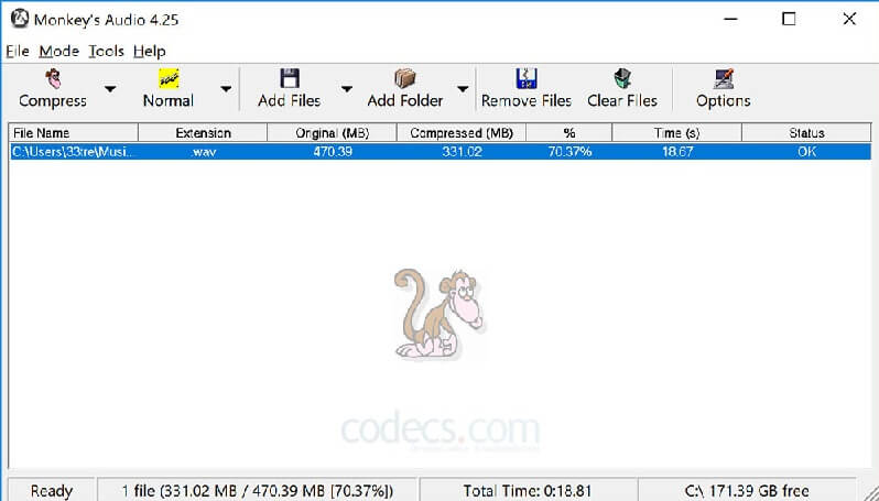 Monkey's Audio Benutzeroberfläche