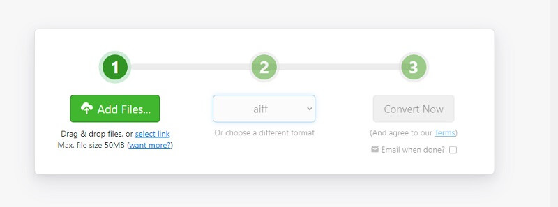 Online Zamzar Oberfläche