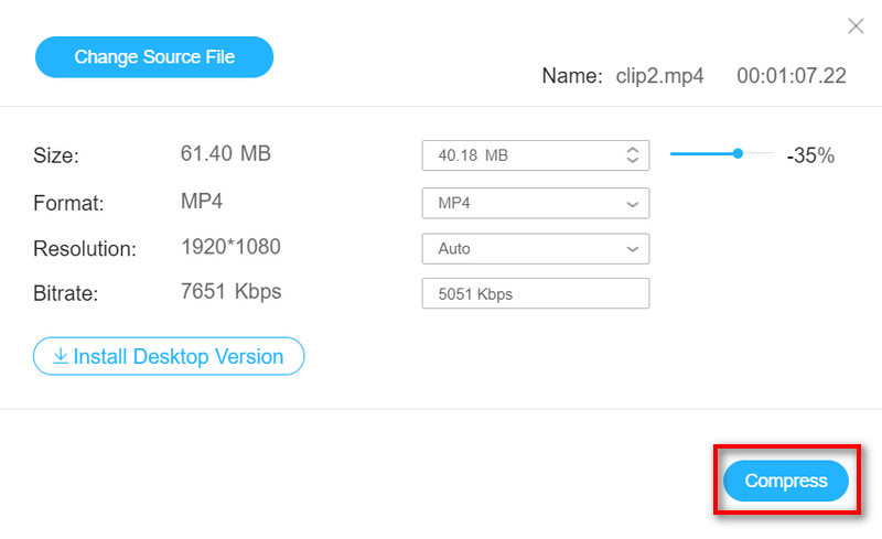 Komprimierung online starten