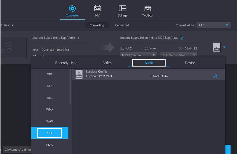 Vidmore AIFF auswählen
