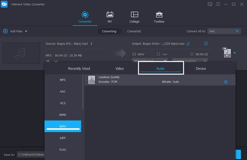 Vidmore APE-Format auswählen