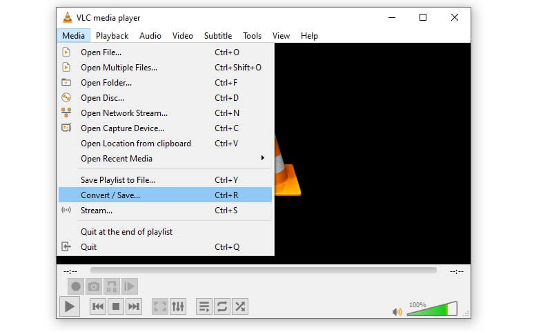 VLC-Option „Konvertieren/Speichern“