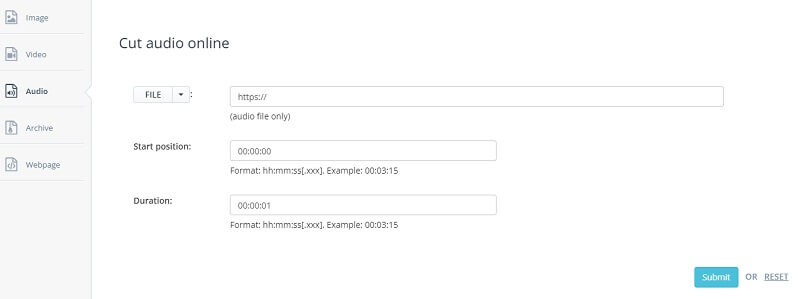 Aconvert WAV-Datei schneiden