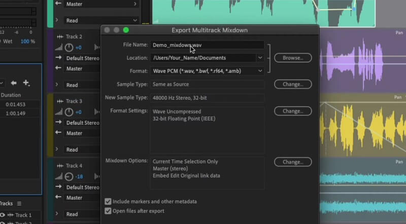 Adobe Audition Audio exportieren