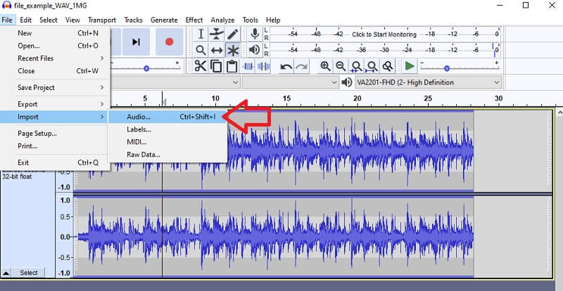 Audacity Medien importieren