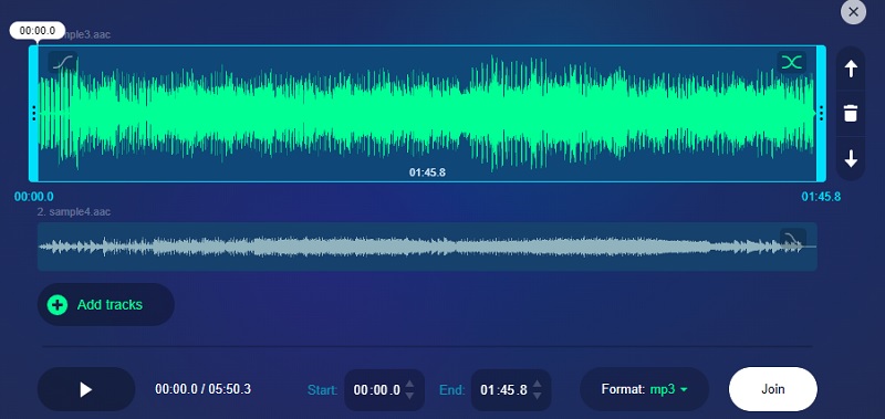 Audio Joiner Web-Oberfläche