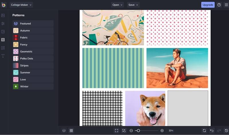 Befunky Collage Maker – Oberfläche