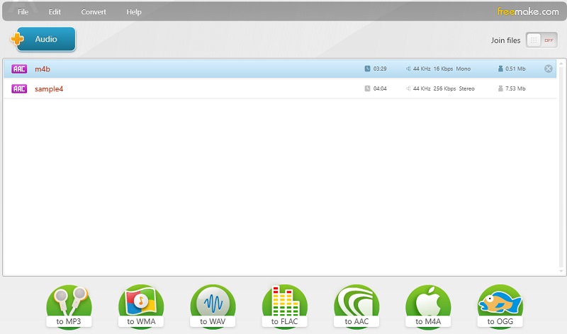Freemake Audio Converter Oberfläche