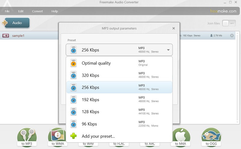 Freemake Audio-Oberfläche