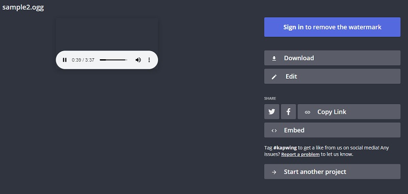 Kapwing – Bearbeitete Audiodatei speichern