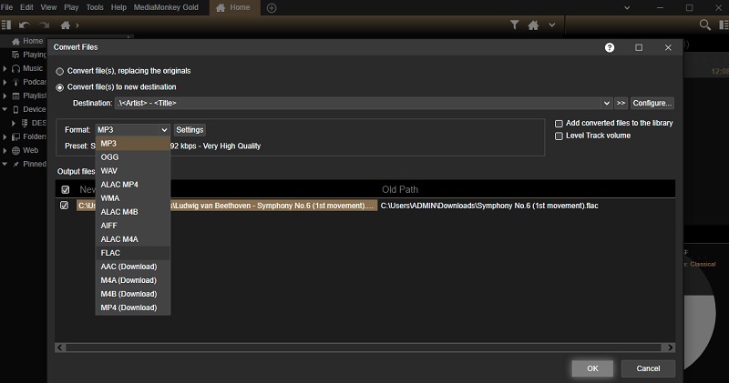 Mediamonkey Konvertierungsvorgang