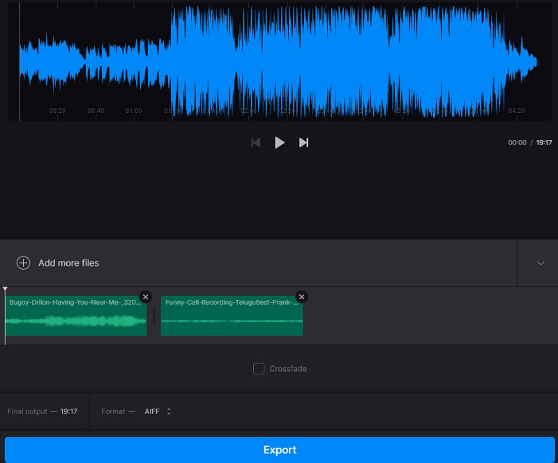 AIFF mit Clideo zusammenführen