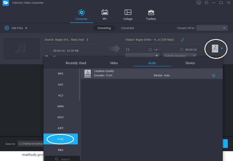 Vidmore FLAC wählen