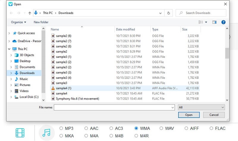 Vidmore Free AIFF-Audiodatei hochladen