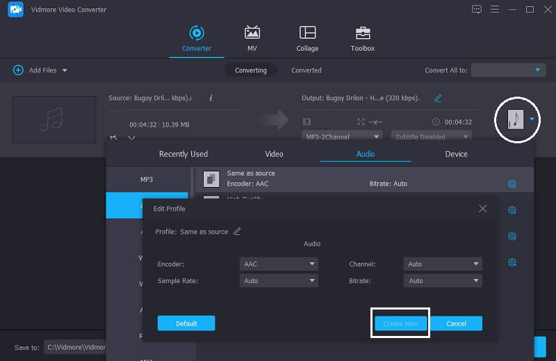 Vidmore Qualität anpassen