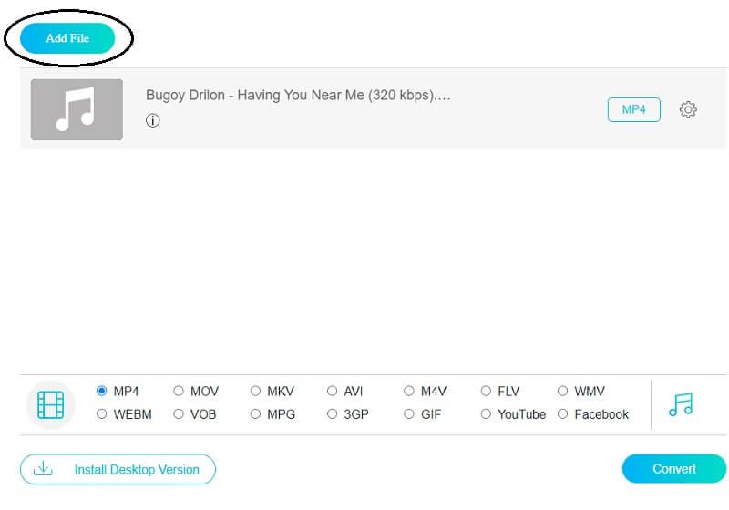 Vidmore Online Datei hinzufügen