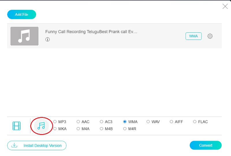 Vidmore Online wählt Formate
