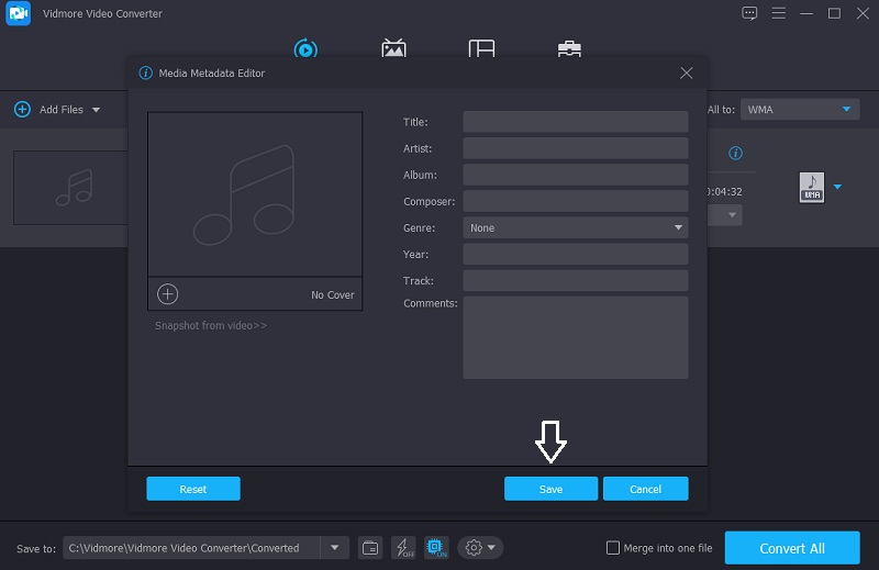 Vidmore Coverfoto einfügen