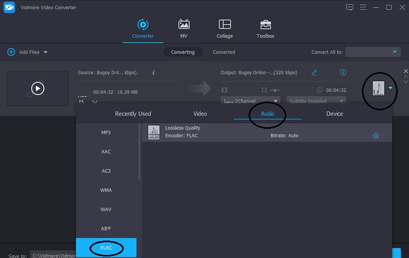 Vidmore Format auswählen