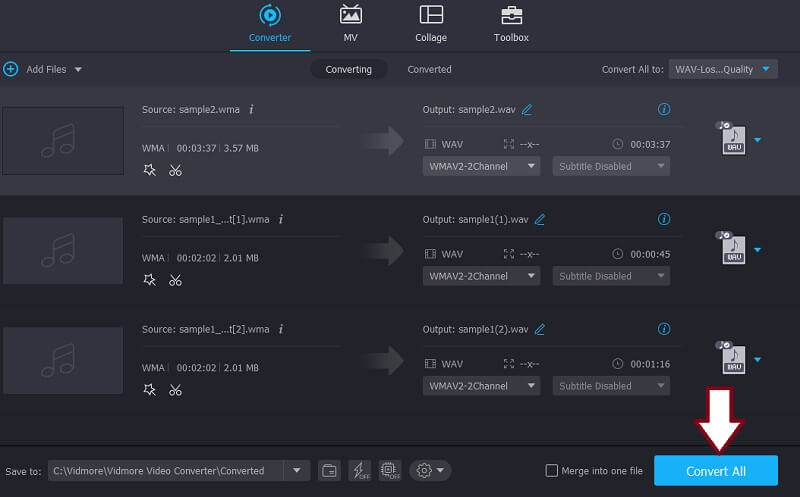 Vidmore VC Geschnittene WMA speichern