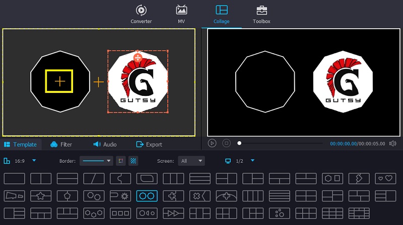 Vidmore VC – Vorlage auswählen und Fotos hochladen