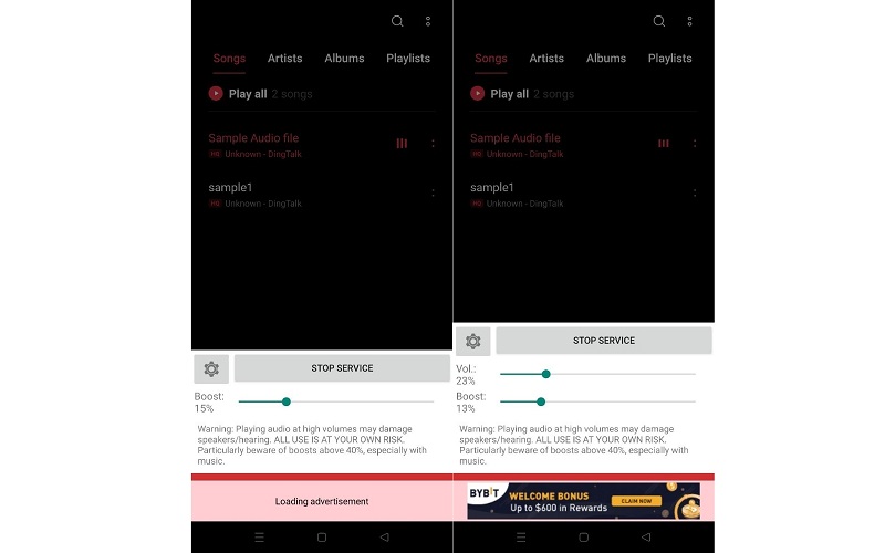 Volume‑Booster‑Oberfläche