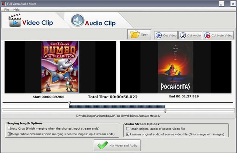 Audio und Video hinzufügen – Full Video Audio Mixer