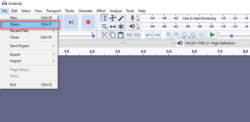 Audacity Audiodatei hinzufügen