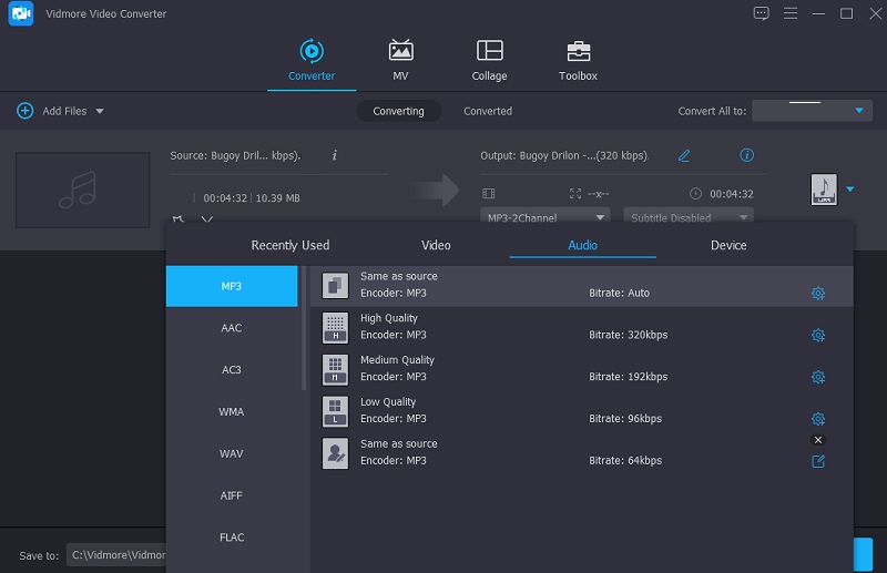 Formate wählen Vidmore