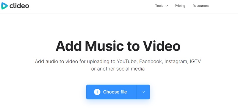 Clideo Mediendatei hinzufügen
