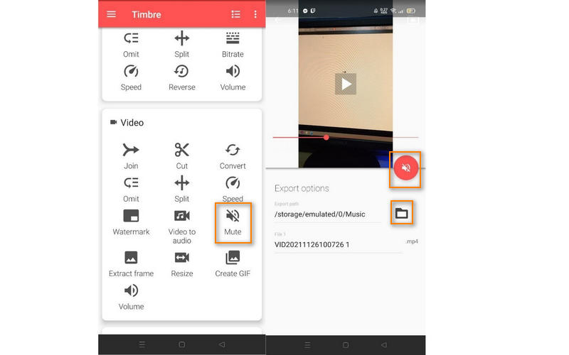 Audio in Timbre entfernen