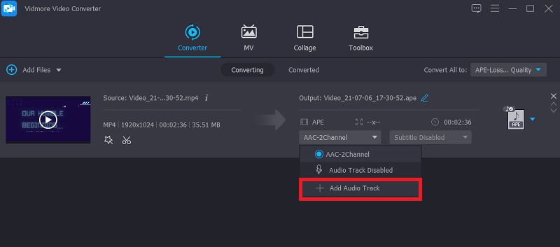 Vidmore Audiospur hinzufügen