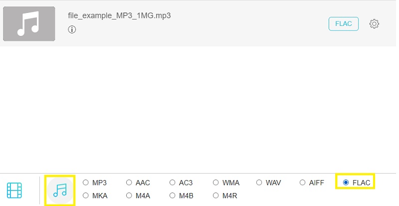 Vidmore Free FLAC-Format auswählen