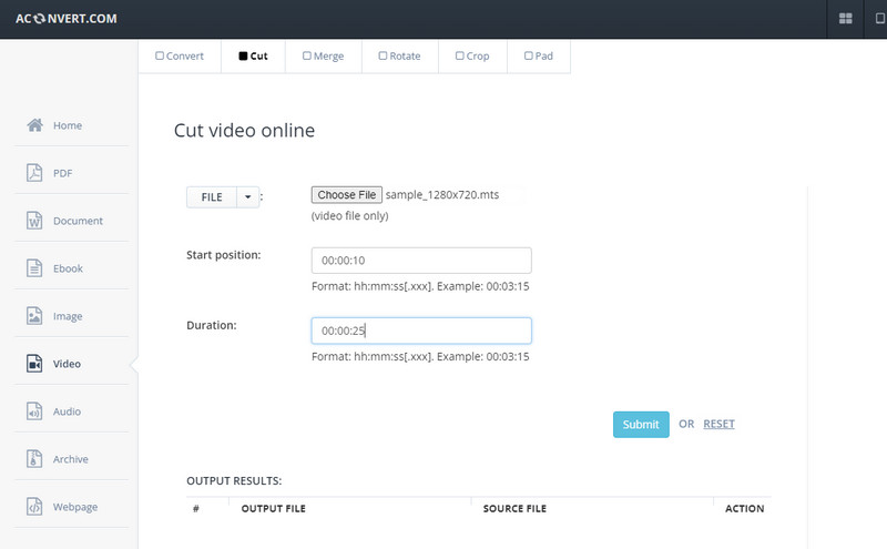 Aconvert‑Schneideoberfläche