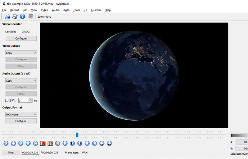Avidemux-Oberfläche