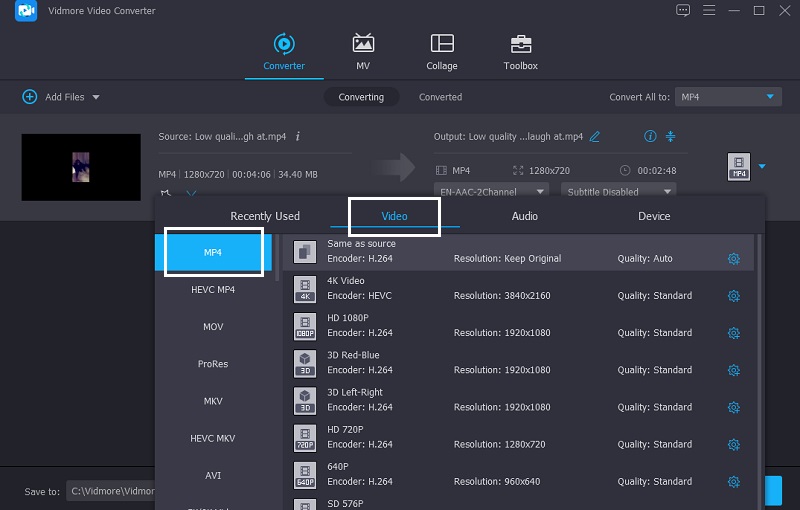Format für iPhone wählen Vidmore