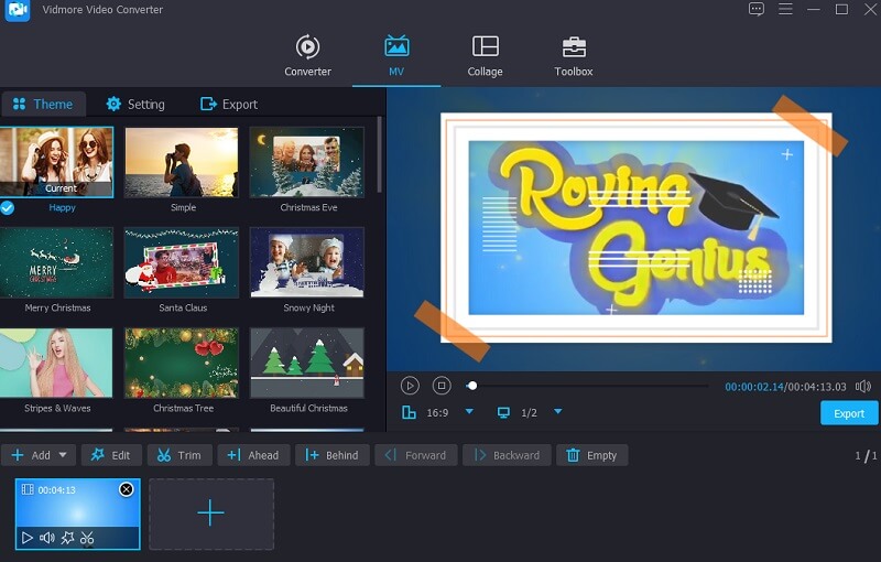 Design für Datei in Vidmore auswählen