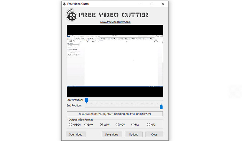 Free Video Cutter Oberfläche