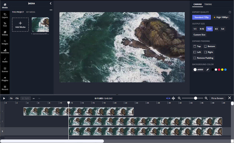 Kapwing Bearbeitungsoberfläche