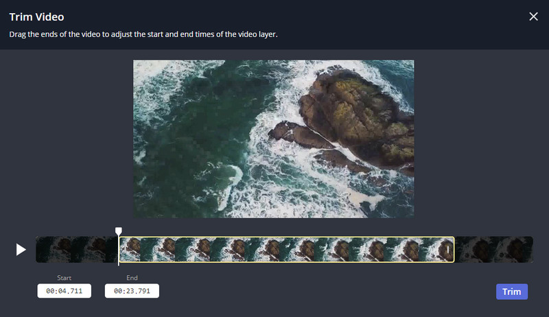 Kapwing Trimmer-Oberfläche